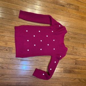 Pink Angel dark pink white hearts sweater size- L